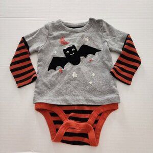 Baby Gap sz 18-24 m Halloween bodysuit one piece Bat gray black orange